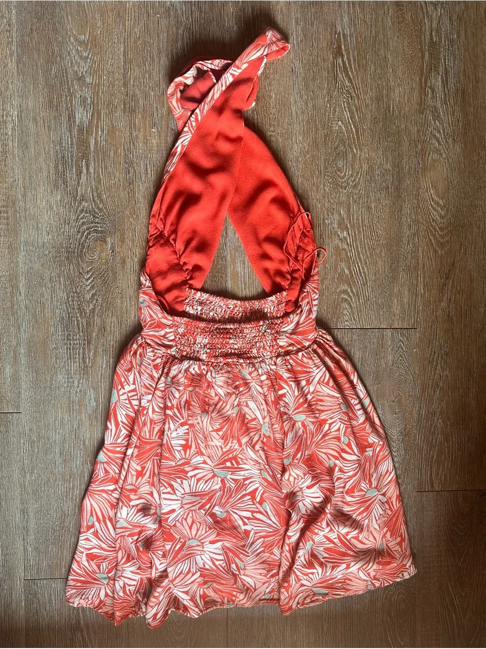 Free People Size S Orange Flower Floral Libby Convertible Halter Mini Dress